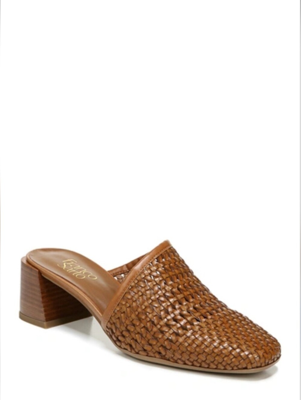 Franco Sarto Brown Woven Leather Mule Heels Size 9.5